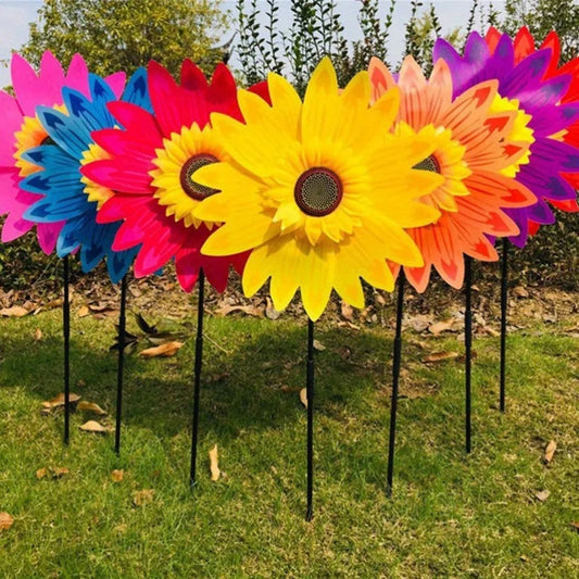 Outdoor Colorful Sunflower Wind Spinner Stake Garden Set