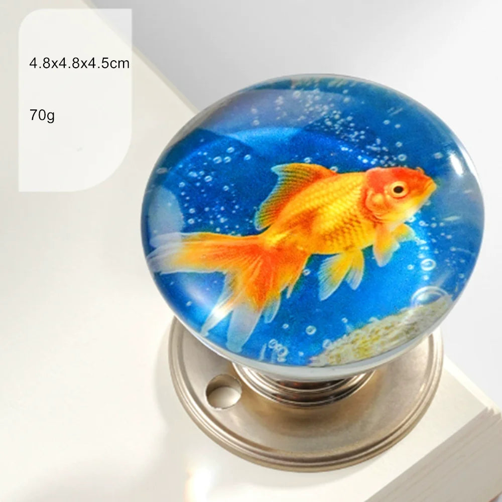 Retro Round Resin Door Knob Crystal Flower Transparent