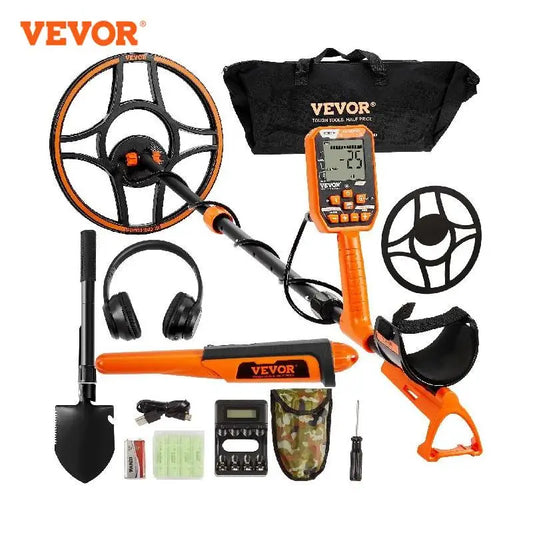 VEVOR Professional Rechargeable Metal Detector 12 Inch Waterproof Coil Adjustable 39-50 Inches with LCD 7 Modes for Treasure Hunting