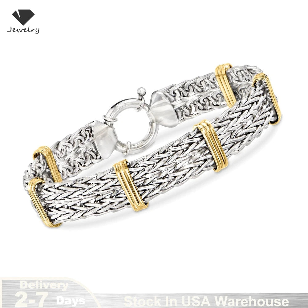 S925 Sterling Silver Byzantine Station Bracelet for Women Rope Bangle Wheat-Link Chain Bracelet Fine Jewelry Gift USA Warehouse