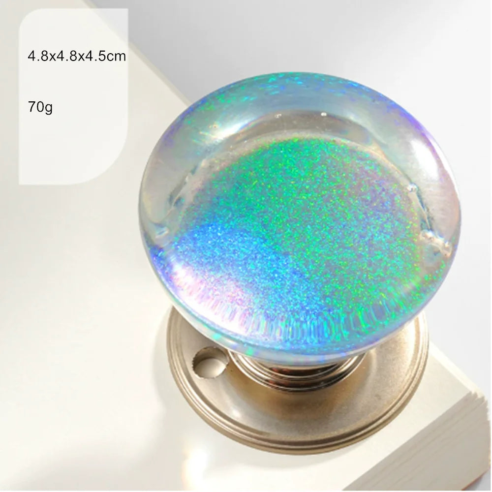 Retro Round Resin Door Knob Crystal Flower Transparent