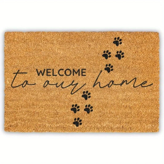 Welcome Mat With Dog Paw Print Indoor Outdoor Front Door