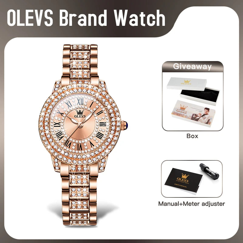 OLEVS 9943 Women Quartz Watch Zircon Waterproof Luminous