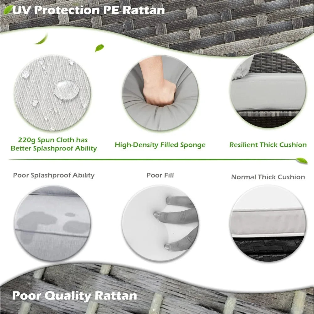 Patio Furniture Set 7 Pieces All Weather Wicker Dining