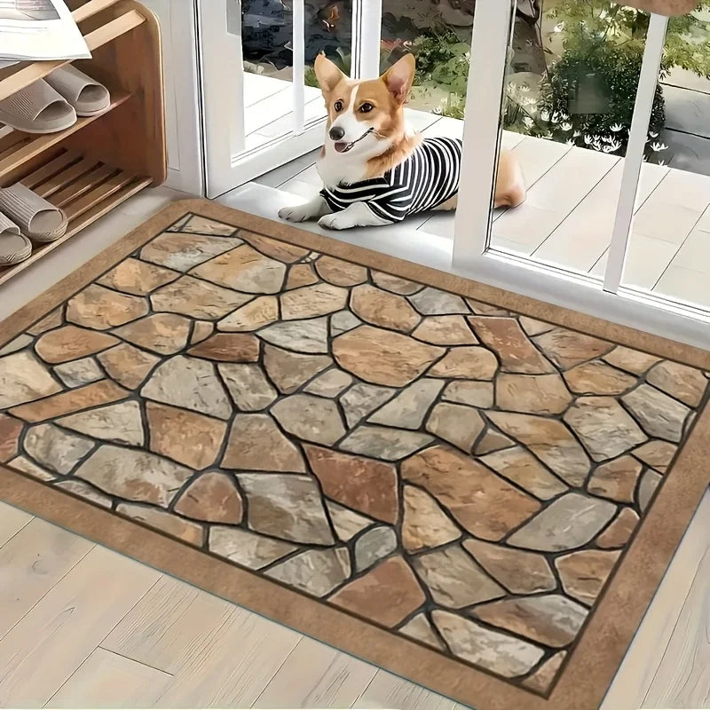 Stone Anti Slip Door Mat Washable Polyester Entrance Mat