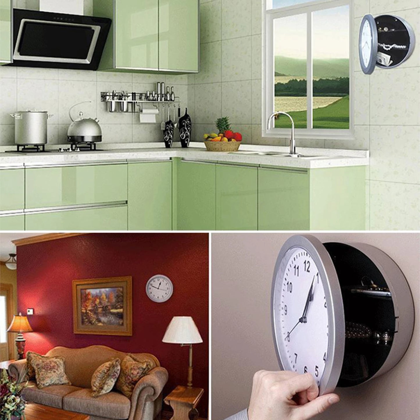Hidden Safes Wall Clock with Secret Compartment Simple and Generous Design Wall Clock for Christmas Birthday Holiday Gifts