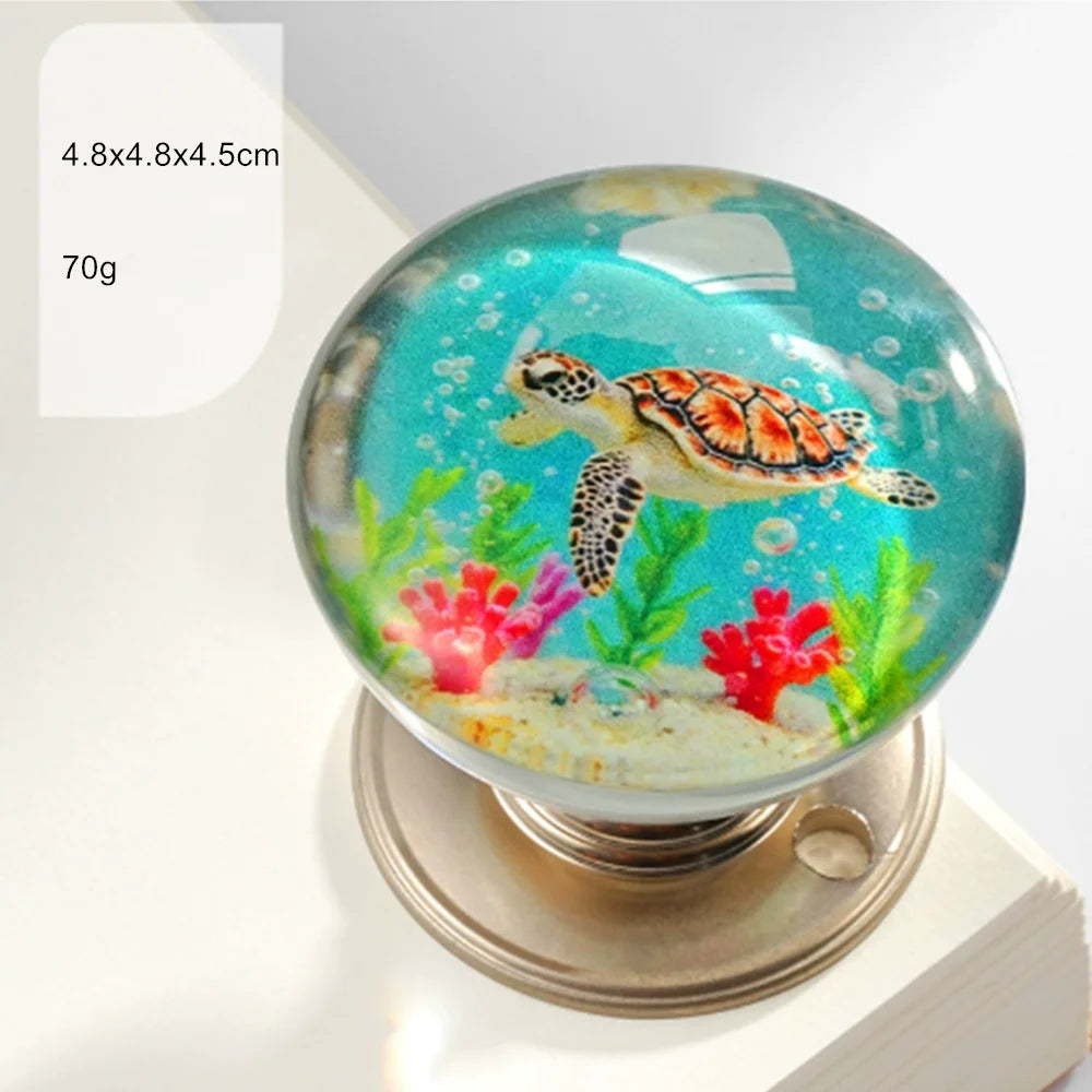 Retro Round Resin Door Knob Crystal Flower Transparent