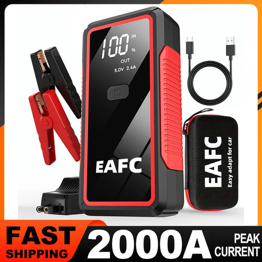 Car Jump Starter 2000A Peak Current Power Bank 12V 6L 4L