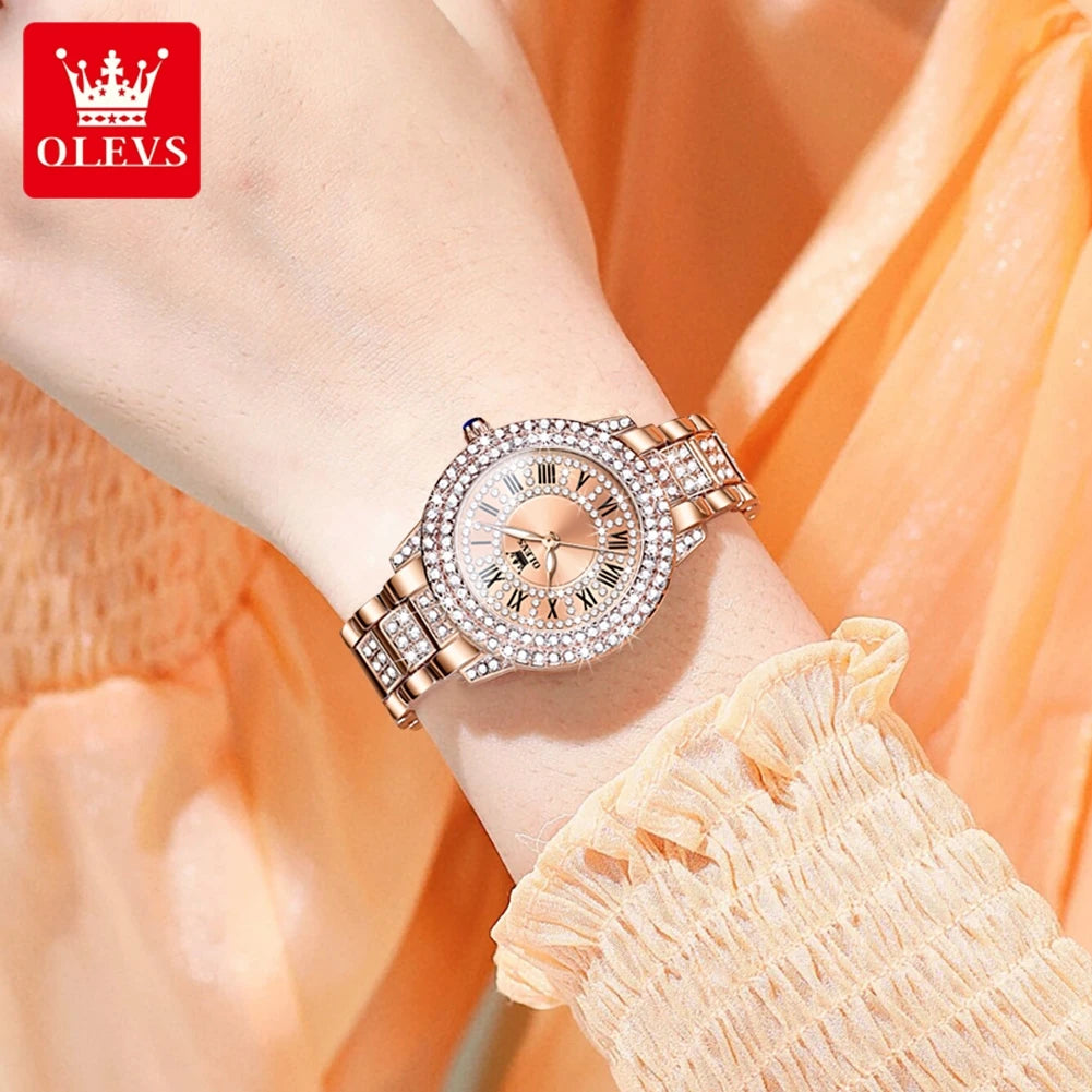OLEVS 9943 Women Quartz Watch Zircon Waterproof Luminous