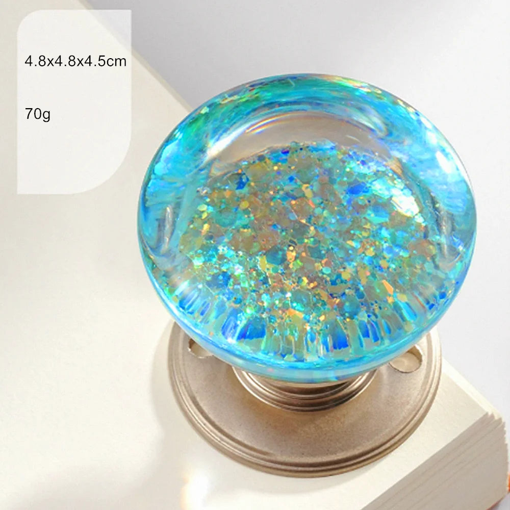 Retro Round Resin Door Knob Crystal Flower Transparent