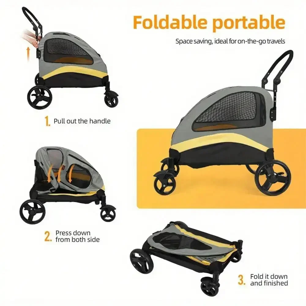 Foldable XX-Large Dog Pet Mobile Stroller Pram Carriage Jogger Holds up to 121lb