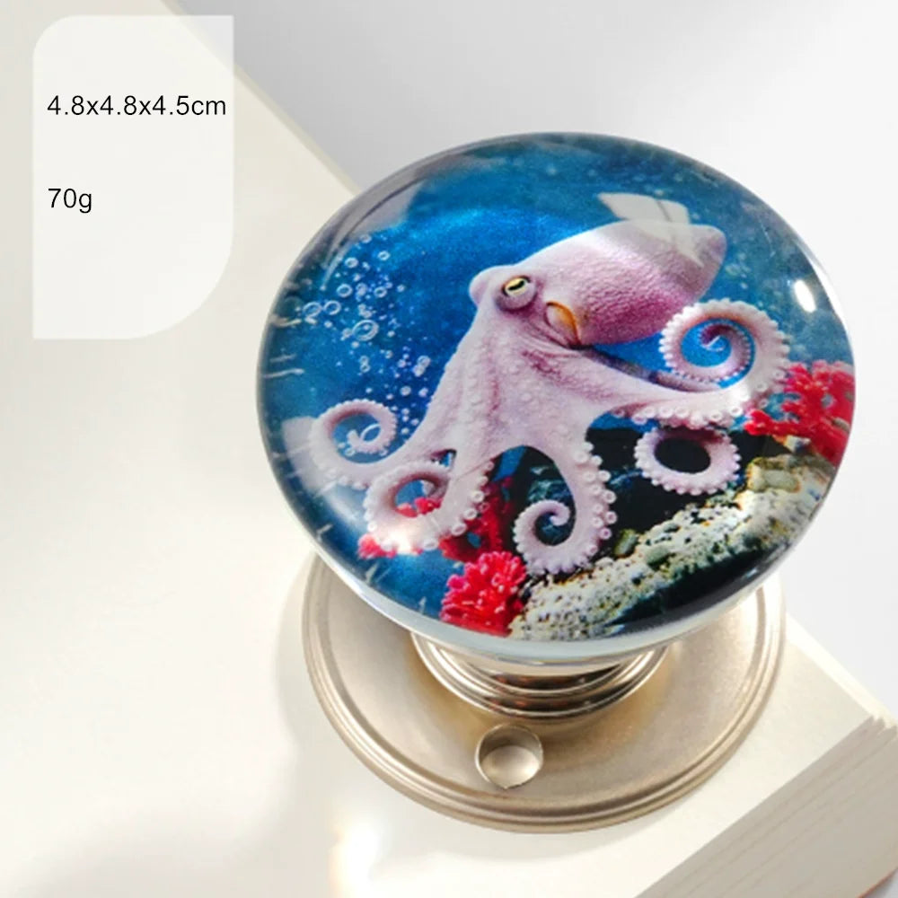 Retro Round Resin Door Knob Crystal Flower Transparent