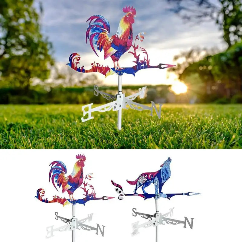 Rooster Weathervane Metal Wind Spinner For Garden Backyard