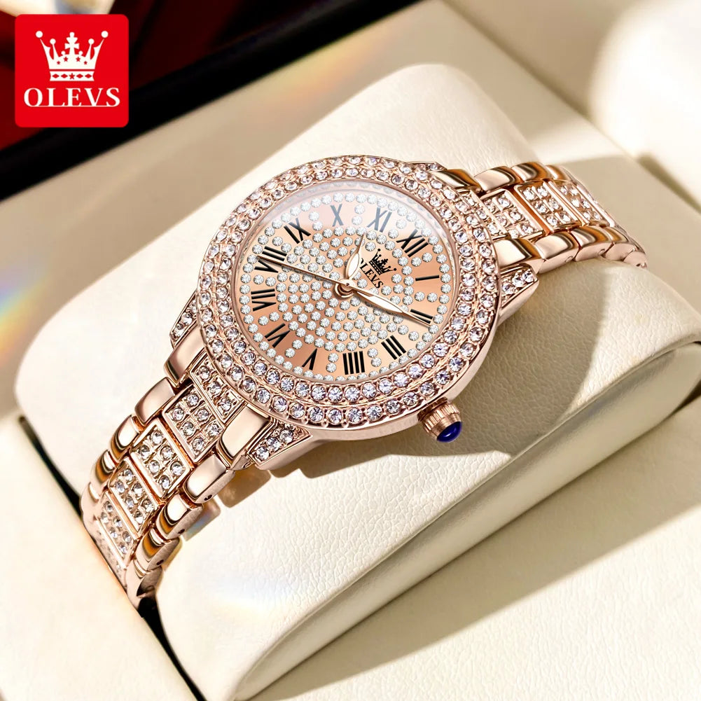 OLEVS 9943 Women Quartz Watch Zircon Waterproof Luminous