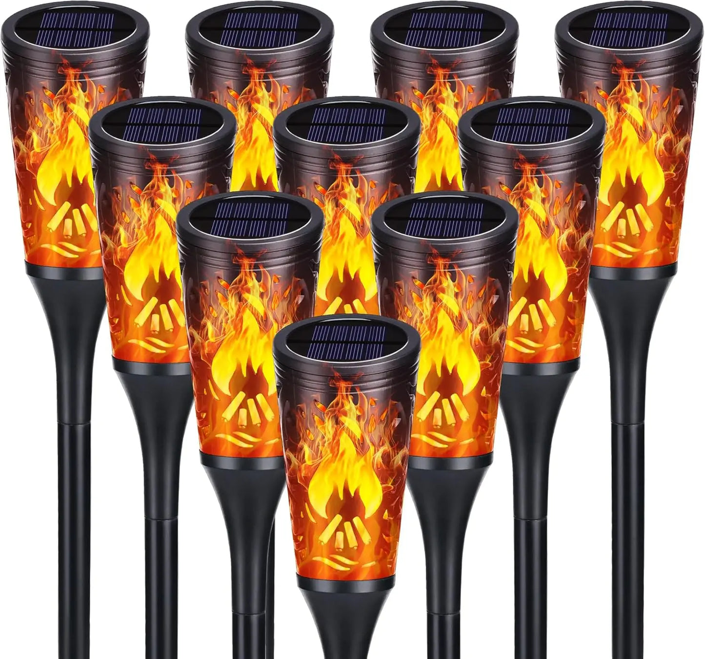 IP65 Waterproof Outdoor Solar Lights, Solar Flashlight with Flickering Flame for Outdoor Pathway Lawn Decoration