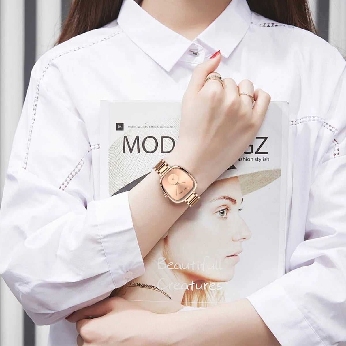 Hannah Martin Women Quartz Watch 34mm Wine Barrel Rose Gold