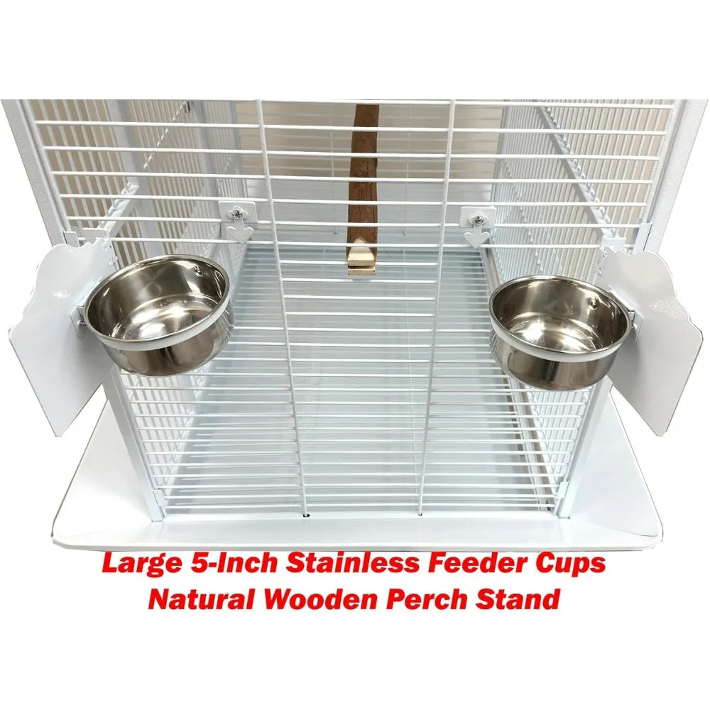 Extra Large 32" x 23" x 69"H Elegant and Durable Wrought Iron Top Play Ground Walk Ladder Bird Parrot Rolling Cage, Include Stai