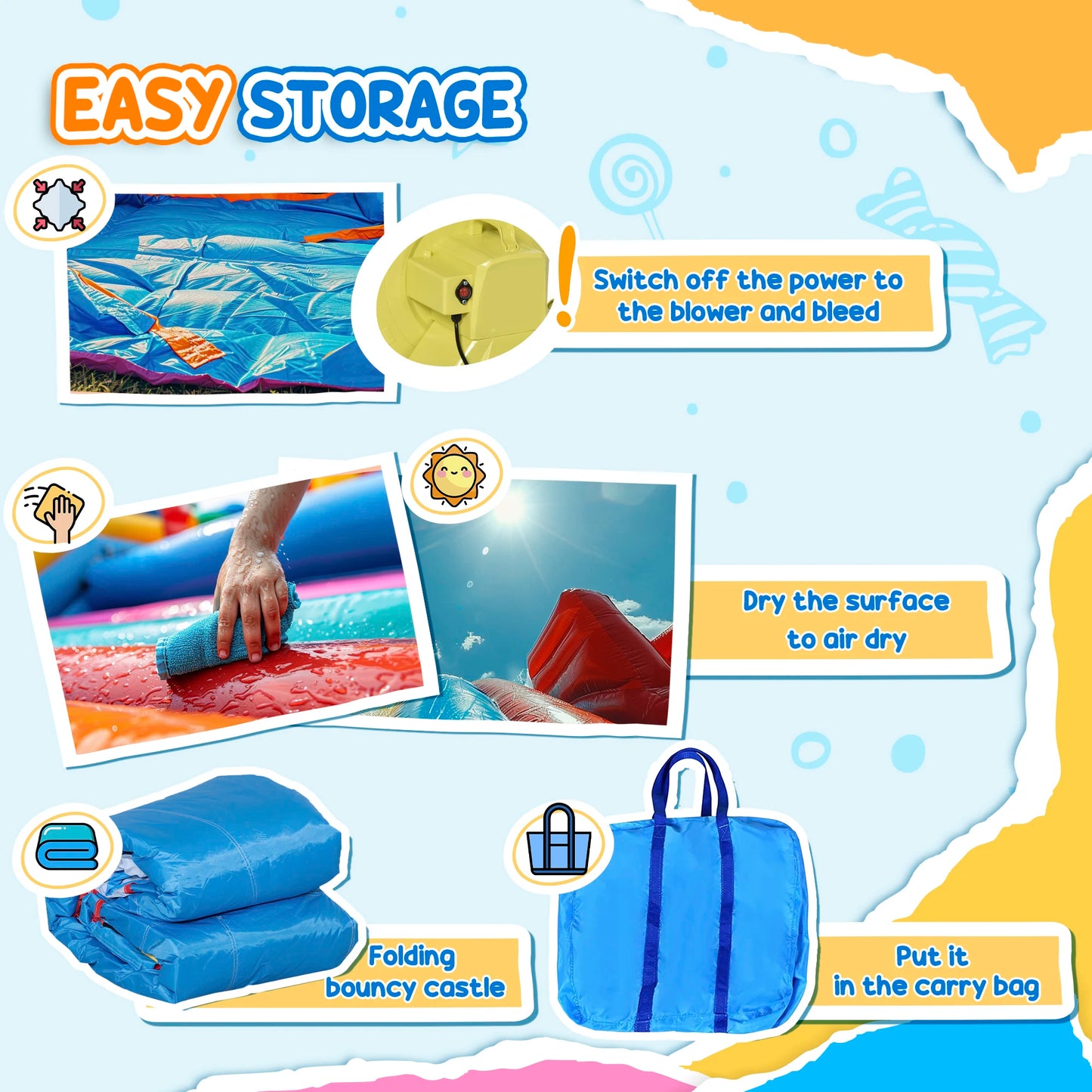 6-in-1 Inflatable Bounce House Outdoor Toy with Water Slide for Kids