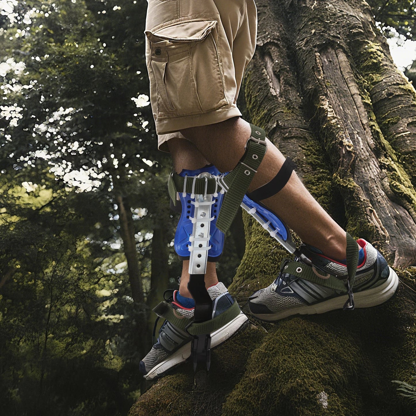 Blue Adjustable Climbing Spike With Extra Multi Functional Straps 150kg Capacity