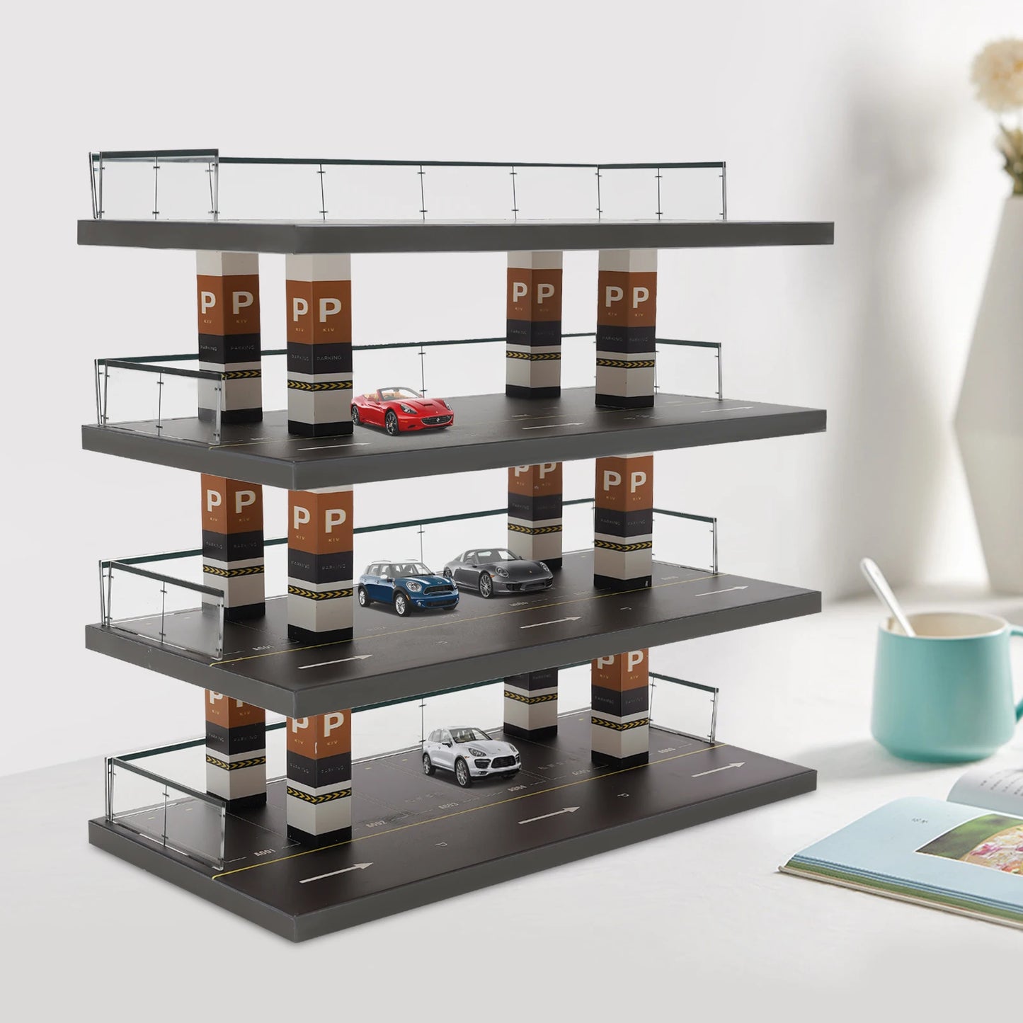 1/64 Parking Lot Toy Car Display Rack For Kids Room Decor Gifts