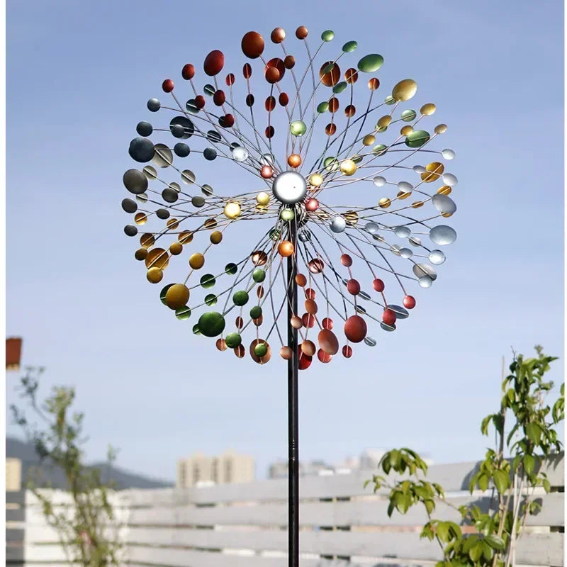 Enchanting Courtyard Sunflower Windmill Vibrant Iron Art Hand-painted Spinner Decorative Garden Ground Stake Climbing Support