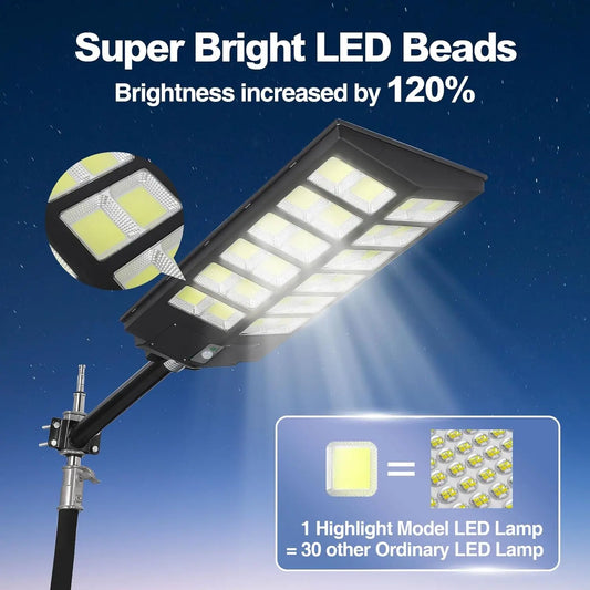 5000W Solar Street Lights Outdoor IP67 Waterproof Parking Lot Light with Motion Sensor and Dusk to Dawn Security Flood Lights 7000K