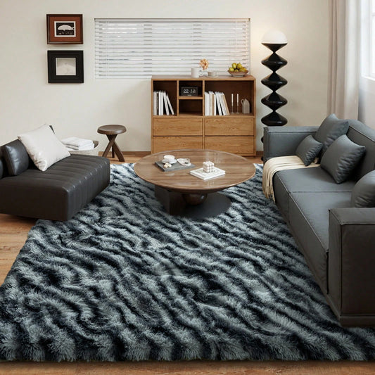 Gnizama Fluffy Zebra Print Shag Rug Washable Living Room