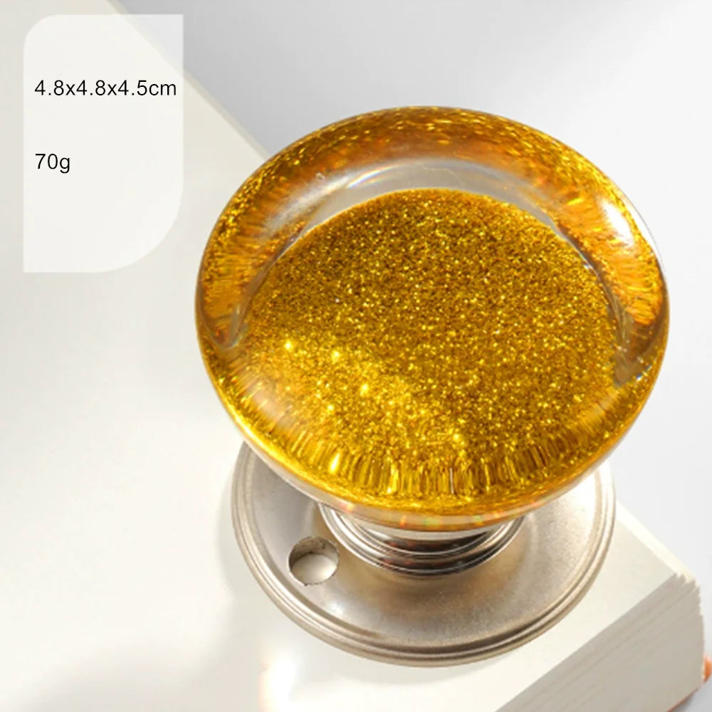 Retro Round Resin Door Knob Crystal Flower Transparent