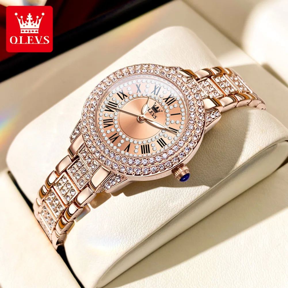 OLEVS 9943 Women Quartz Watch Zircon Waterproof Luminous