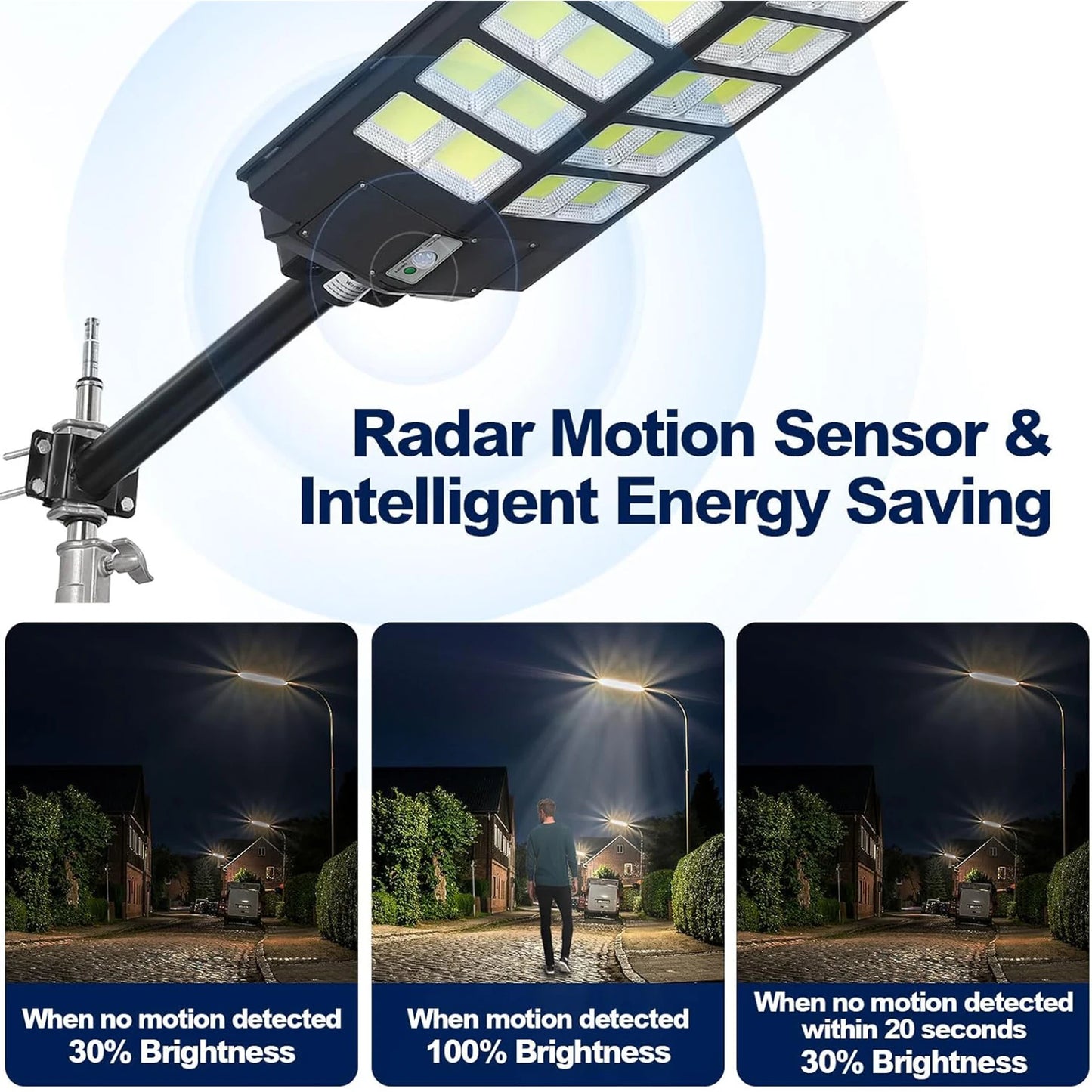 5000W Solar Street Lights Outdoor IP67 Waterproof Parking Lot Light with Motion Sensor and Dusk to Dawn Security Flood Lights 7000K