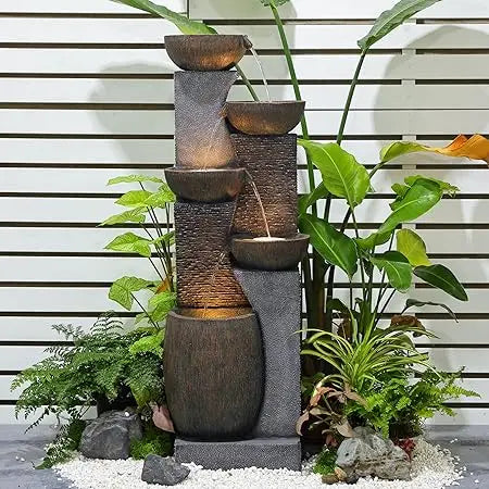 51.4" H Outdoor Garden Water Fountain for Garden, Patio, Backyard, Deck, Porch and Home Art Decor, 5 Tiers Modern Cascading Larg