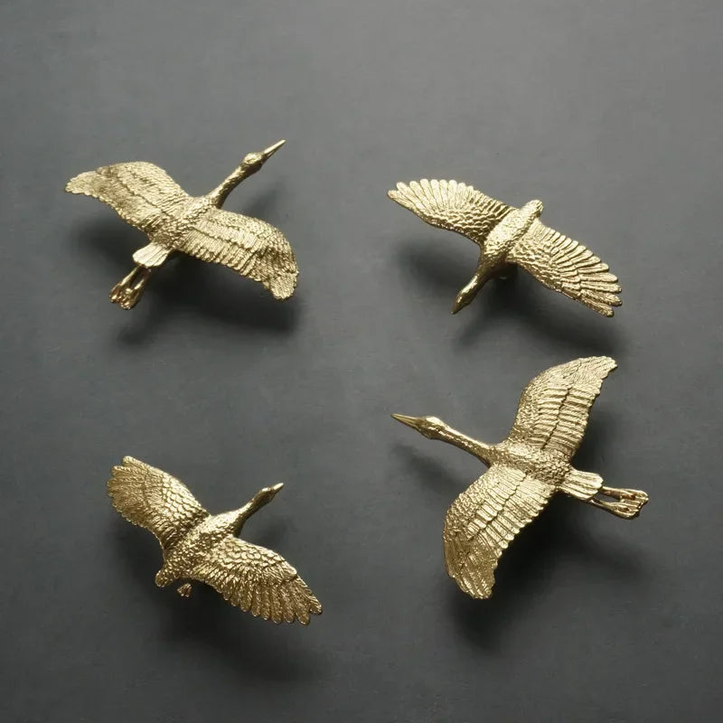 Brass Wild Goose Cabinet Handles Nordic Gold Drawer Pulls