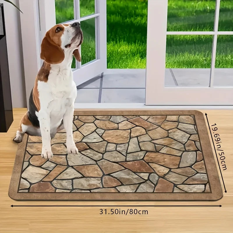 Stone Anti Slip Door Mat Washable Polyester Entrance Mat