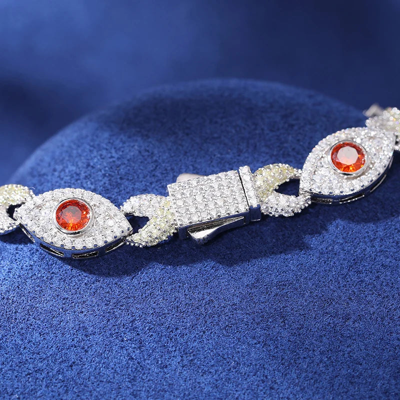 New Cross Infinity Symbol Evil Eye Charm Cuban Chain Bracelet Cubic Zirconia Chain For Women Men Iced Out Hip Hop Party Jewelry