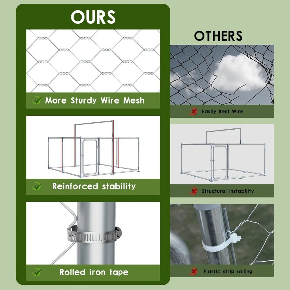 Kennel House Mesh Big Pet Cage Pen Playpen with Steel Galvanized Fence Waterproof, Secure Lock Outside (90" L x 90" W x 63" H)