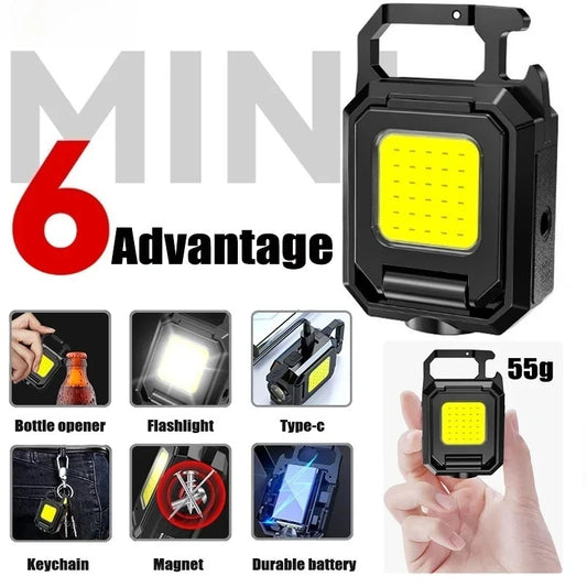 Mini Keychain COB LED Light USB Rechargeable Magnetic Bottle Opener 3 Modes