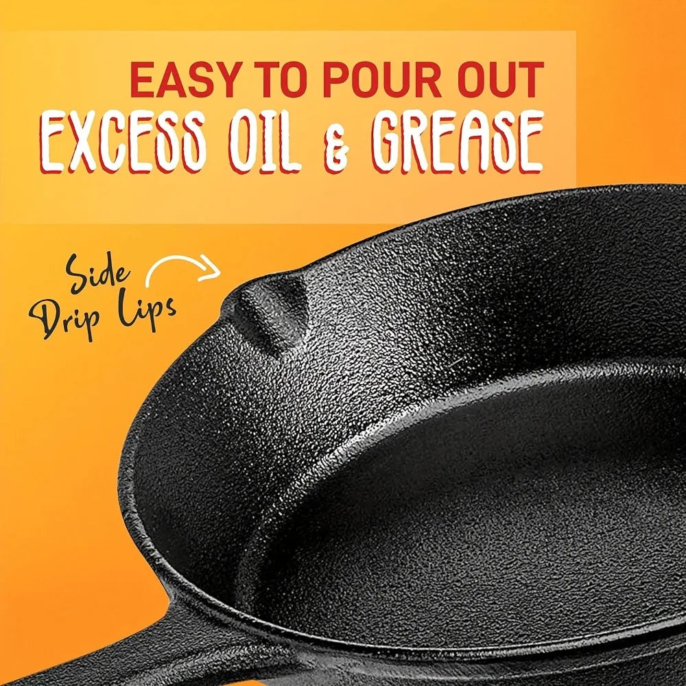 3 Piece Cast Iron Skillet Set 6 8 10 Inch Preseasoned Pans For Oven Campfire