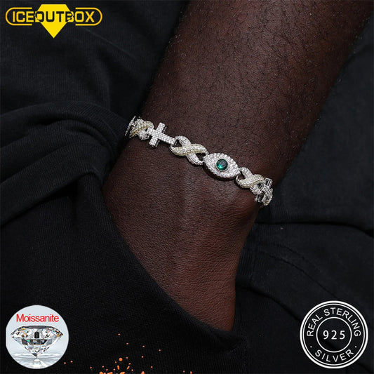 New Cross Infinity Symbol Evil Eye Charm Cuban Chain Bracelet Cubic Zirconia Chain For Women Men Iced Out Hip Hop Party Jewelry