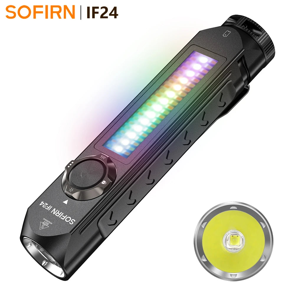 Sofirn IF24 RGB Light SST40 2000lm Powerful LED Flashlight 5V 2A 18650 USB C Rechargeable Torch IP66 Waterproof with Magnetic