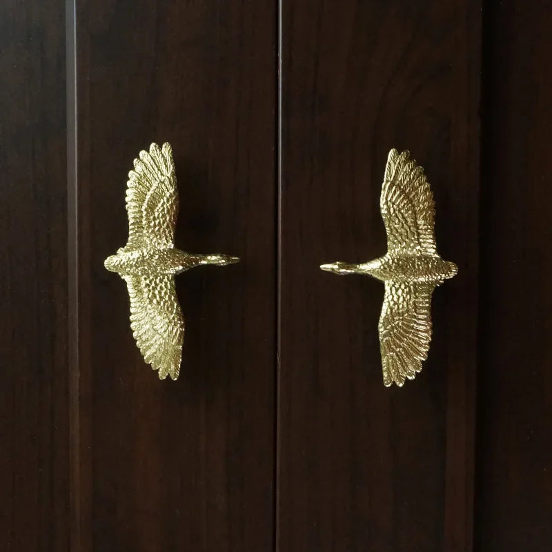 Brass Wild Goose Cabinet Handles Nordic Gold Drawer Pulls