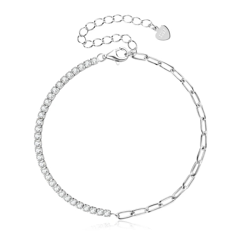 OXTAO Moissanite 925 Sterling Silver Bracelet GRA Certified