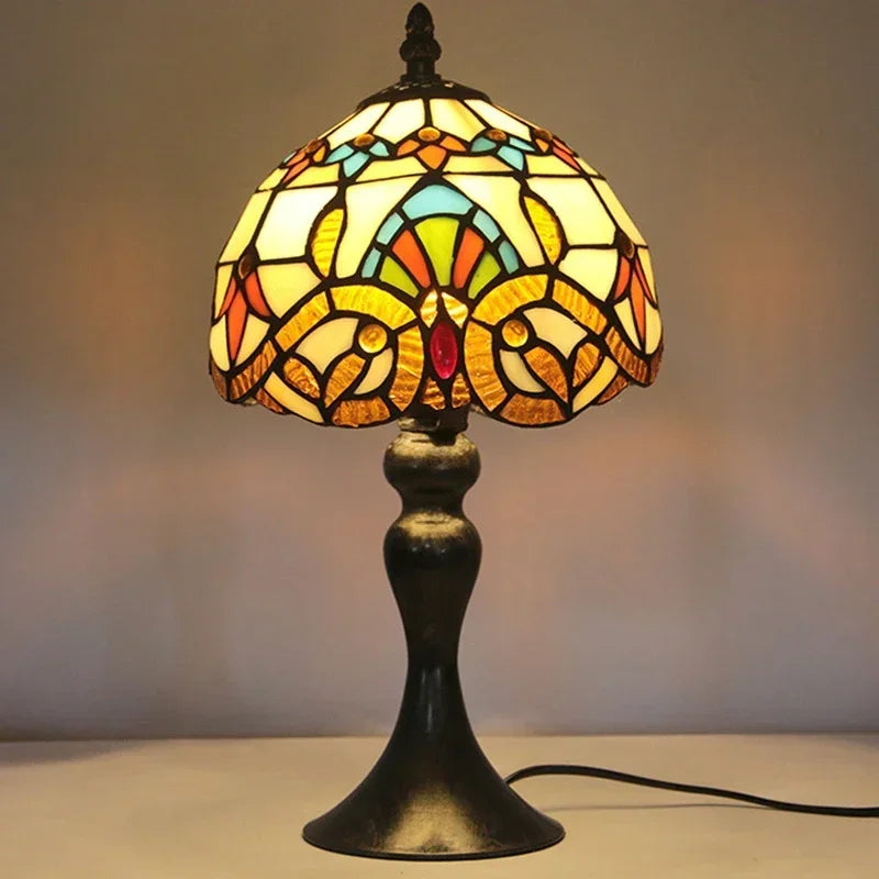 Small Tiffany Table Lamp Tiffany Style Desk Lamp Stained Glass Antique Light Bedroom Bedside Lamp Retro Reading Lamps