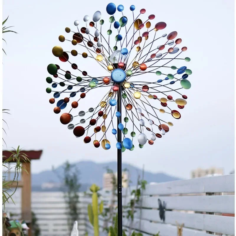Enchanting Courtyard Sunflower Windmill Vibrant Iron Art Hand-painted Spinner Decorative Garden Ground Stake Climbing Support