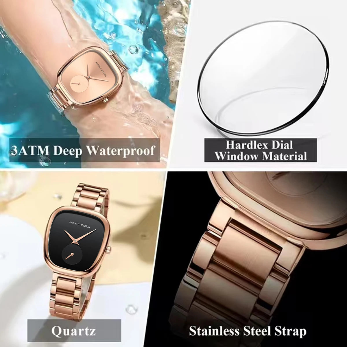 Hannah Martin Women Quartz Watch 34mm Wine Barrel Rose Gold