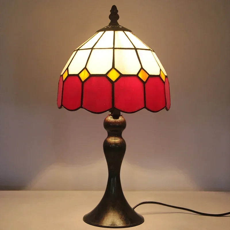 Small Tiffany Table Lamp Tiffany Style Desk Lamp Stained Glass Antique Light Bedroom Bedside Lamp Retro Reading Lamps