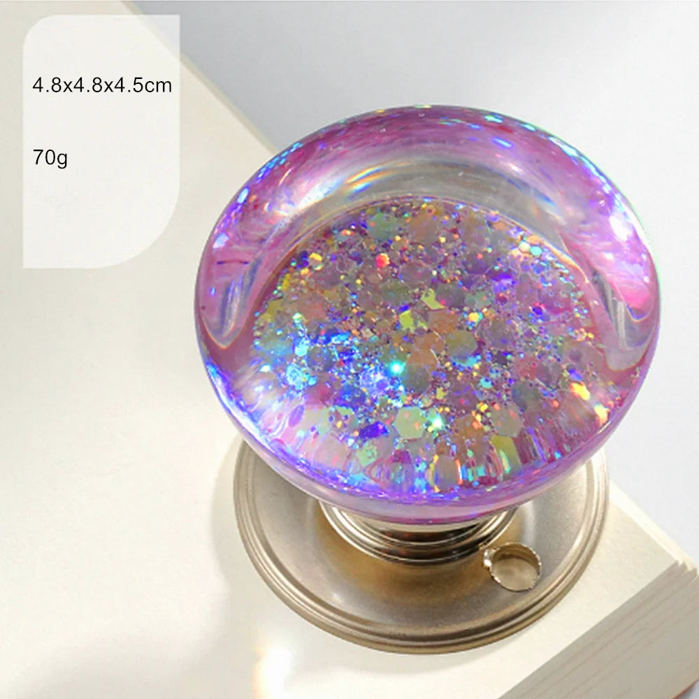 Retro Round Resin Door Knob Crystal Flower Transparent
