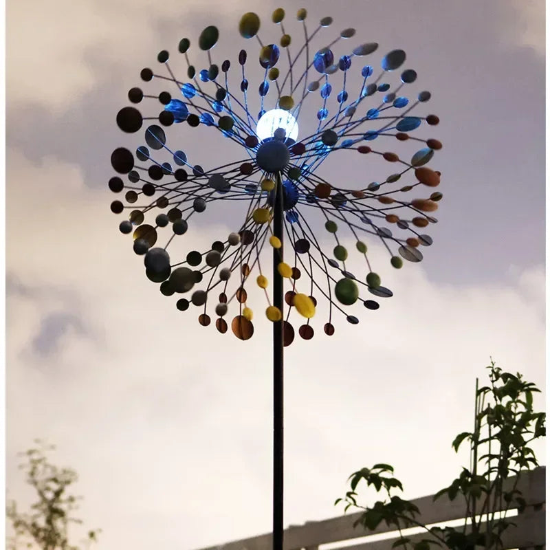 Enchanting Courtyard Sunflower Windmill Vibrant Iron Art Hand-painted Spinner Decorative Garden Ground Stake Climbing Support