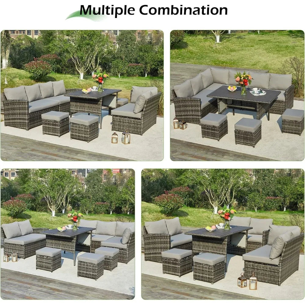 Patio Furniture Set 7 Pieces All Weather Wicker Dining