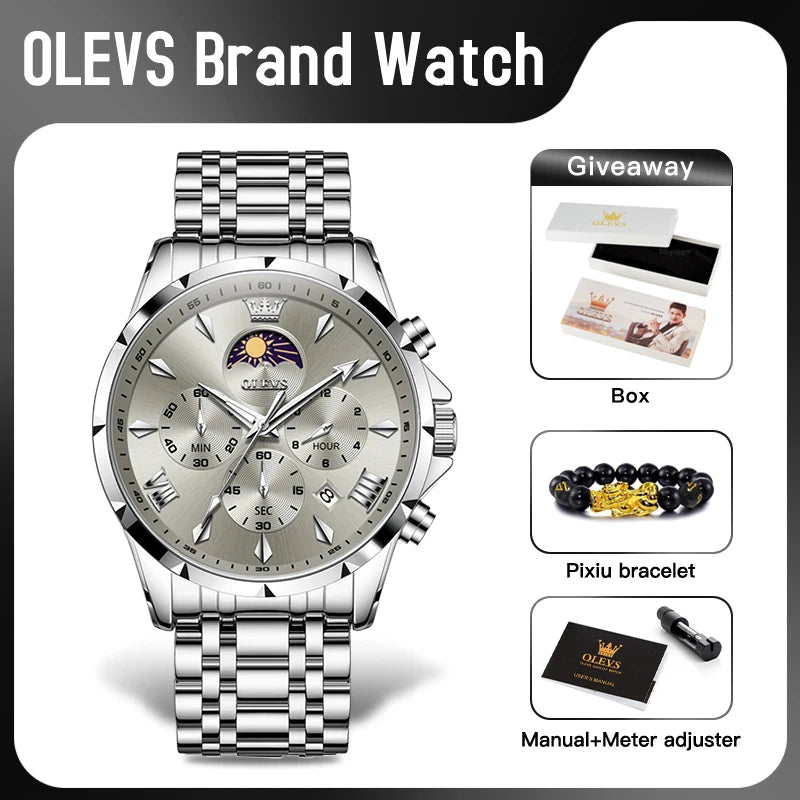 OLEVS 3653 Mens Watch Chronograph Quartz 30M Waterproof