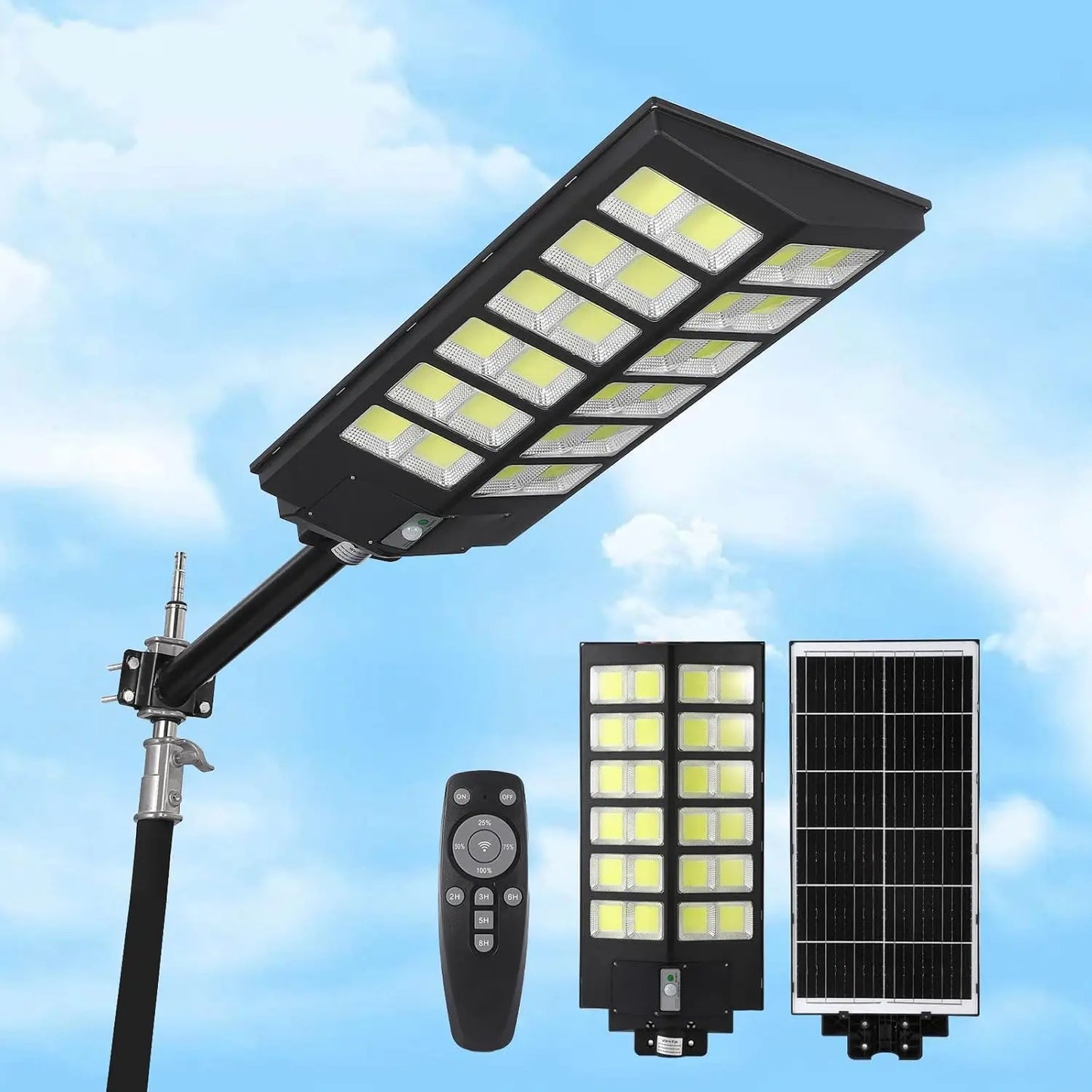 5000W Solar Street Lights Outdoor IP67 Waterproof Parking Lot Light with Motion Sensor and Dusk to Dawn Security Flood Lights 7000K